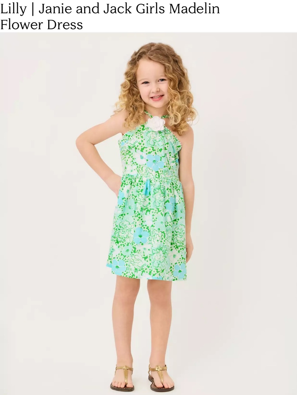 Lilly Pulitzer x Janie and Jack Mint, Blue & White Floral Sundress with Rosette
